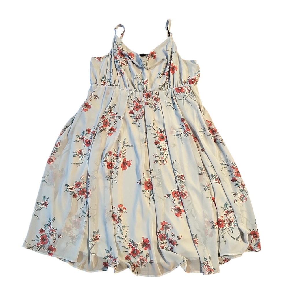 Torrid Light Grey Floral Chiffon Cami Dress Plus Size 2 Cottage Wedding Ethereal